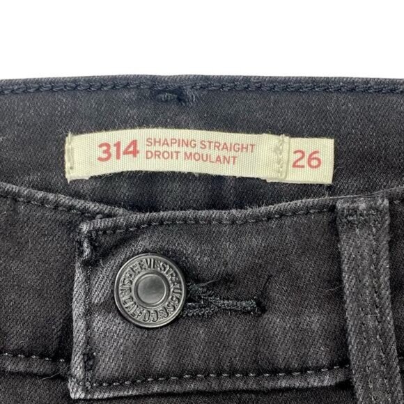 LEVI'S 314 Shaping Straight Jeans Sz 26 Washed Black - Picture 3 of 6